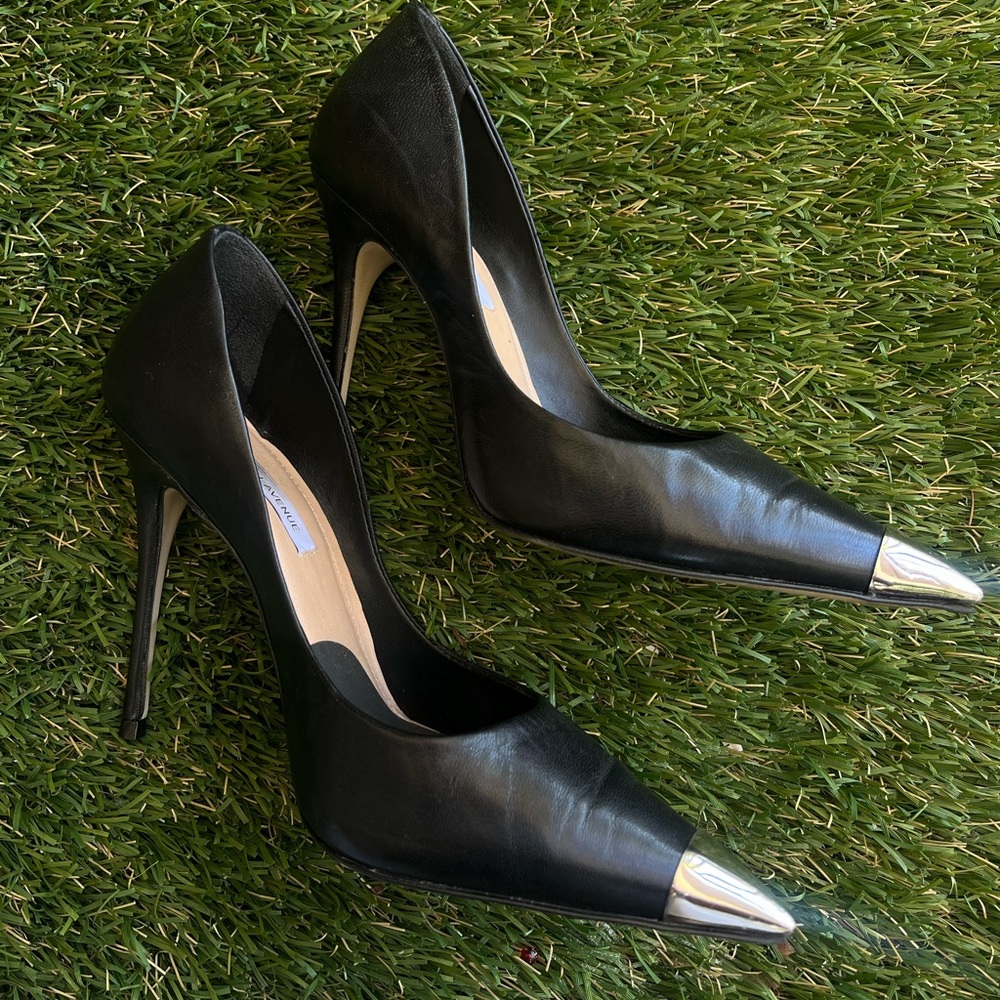 Classic Black Stiletto Heels with Silver Accents